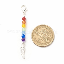 Chakra Theme Natural & Dyed Malaysia Jade Beaded Pendant Decorations&nbsp;HJEW-JM00642-03