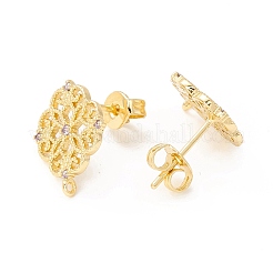 Brass Micro Pave Clear Cubic Zirconia Stud Earring Findings&nbsp;MAK-I018-10G-NR