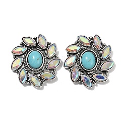 Alloy Synthetic Turquoise Stud Earrings&nbsp;LS-EJEW-U053-02AS