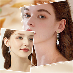 8 Pairs 2 Colors Brass Micro Pave Clear Cubic Zirconia Stud Earring Findings&nbsp;ZIRC-BBC0003-17