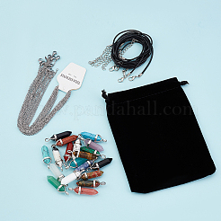 40Pcs DIY Gemstone Pendant Necklaces Making Kits&nbsp;DIY-SC0014-85