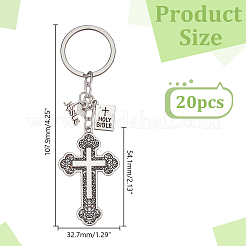 20Pcs Cross Zinc Alloy Keychains&nbsp;KEYC-AR0001-38