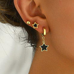 3 Pairs Stainless Steel Shell Dangle Earring & Stud Earring Sets&nbsp;DA7040