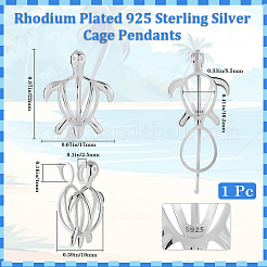 1Pc Rhodium Plated 925 Sterling Silver Cage Pendants&nbsp;STER-BBC0007-19
