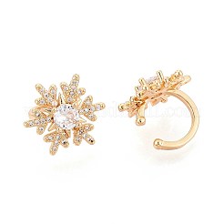 Brass Micro Pave Clear Cubic Zirconia Cuff Earrings&nbsp;EJEW-T047-75G