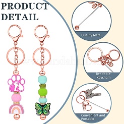 16Pcs Alloy Bar Beadable Keychain for Jewelry Making DIY Crafts&nbsp;KEYC-SZ0001-16RG