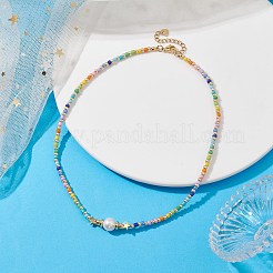 Natural Pearl & Seed Beaded Necklace&nbsp;NJEW-JN04649-01