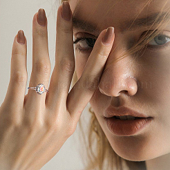 1Pc Adjustable 925 Sterling Silver Cubic Zirconia Ring Components&nbsp;STER-BBC0009-16