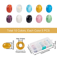 50Pcs 10 Colors Cat Eye European Beads&nbsp;G-CW0001-02