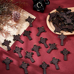 50Pcs Cross Wood Pendants&nbsp;PALLOY-FH00177