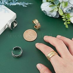 4Pcs 4 Style Ion Plating(IP) 304 Stainless Steel Cuff Rings&nbsp;STAS-UN0032-84