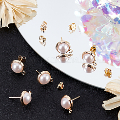 20Pcs Brass Stud Earring Findings&nbsp;MAK-BBC0001-28