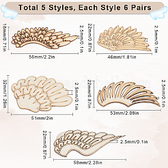 30 Pairs 5 Styles Wood Cabochons&nbsp;WOOD-SC0001-85