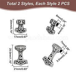 4Pcs 2 Style 304 Stainless Steel Pendants&nbsp;STAS-UN0043-52