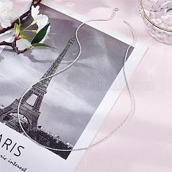 Anti-Tarnish Rhodium Plated 925 Sterling Silver Thin Dainty Link Chain Necklace for Women Men&nbsp;JN1096B-07