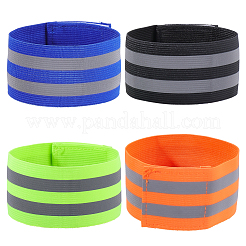 4Pcs 4 Colors Polyester Reflect Light Wristbands&nbsp;AJEW-CN0005-22
