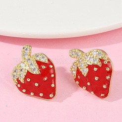 Brass Micro Pave Clear Cubic Zirconia Stud Earrings&nbsp;EJEW-F895-27C-01G