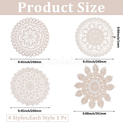 4Pcs 4 Styles Polyester Lace Coaster&nbsp;AJEW-CY0002-07B