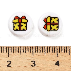 Christmas Theme Printed Opaque Acrylic Beads&nbsp;OACR-R004-01F