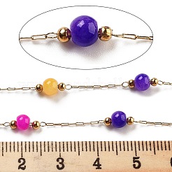Handmade Round Dyed Natural Malaysia Jade Beaded Chains&nbsp;CHS-P019-08G-A