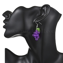 Grape 304 Stainless Steel Glass Dangle Earrings&nbsp;EJEW-JE06758