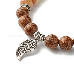 Reiki Natural Mixed Stone & Wenge Wood Beads Stretch Bracelet&nbsp;BJEW-JB06896