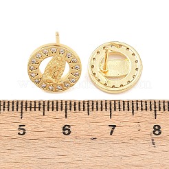 Brass Micro Pave Clear Cubic Zirconia Virgin Mary Stud Earrings&nbsp;EJEW-F400-23A-G