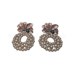 Flower Alloy & Rhinestone Dangle Stud Earrings&nbsp;FS-WG89435-01