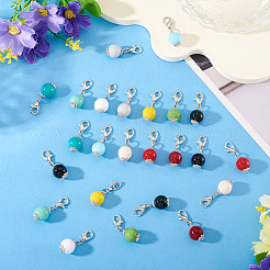 24Pcs 12 Colors Round Glass Pendant Decoration&nbsp;HJEW-TAC0100
