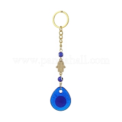 Heart/Hamsa Hand/Teardrop/Flat Round with Evil Eye Lampwork Pendant Keychain&nbsp;KEYC-JKC00439