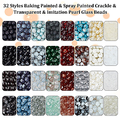 1920Pcs 32 Styles Baking Paint & Spray Painted Crackle & Transparent & Imitation Pearl Glass Beads&nbsp;GLAA-PH0002-93