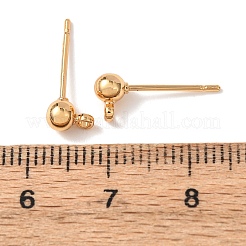 SHEGRACE Brass Round Ball Stud Earring Findings&nbsp;XGR0051G-39G-A