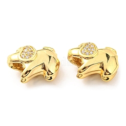 Rack Plating Brass Micro Pave Cubic Zirconia European Beads&nbsp;KK-M247-02G