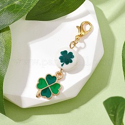 Clover Synthetic White Jade Pendant Decorations&nbsp;HJEW-JM02912