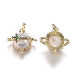 Brass Micro Pave Clear Cubic Zirconia Charms&nbsp;X-ZIRC-A011-41G