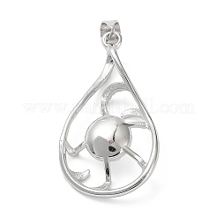 Platinum Plated Brass Pendant Cabochon Settings&nbsp;KK-Q776-01P-01