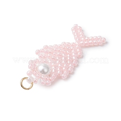 Glass Seed Beaded Fish Pendants&nbsp;PALLOY-MZ00666-01