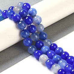Natural Striped Agate/Banded Agate Beads Strands&nbsp;G-Z060-A01-B26