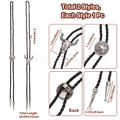 2Pcs 2 Styles Adjustable Vintage PU Leather Bolo Tie&nbsp;NJEW-GF0001-10AS