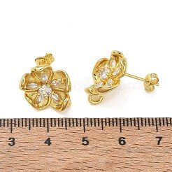 Brass Micro Pave Cubic Zirconia Stud Earrings Findings&nbsp;CU-CBA6E4E-01G