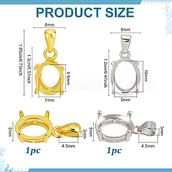 2Pcs 2 Styles 925 Sterling Silver Oval Pendant Setting with Prongs Mounting&nbsp;STER-PH0004-49