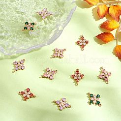 Copper plated gold+zircon square four petal flower connector DIY accessories&nbsp;JX598A