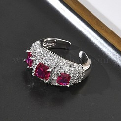 Brass Micro Pave Cubic Zirconia Cuff Open Rings for Women&nbsp;RJEW-L343-13P-06