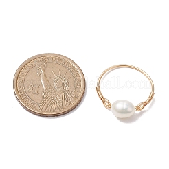 Potato Natural Cultured Freshwater Pearl Beads Finger Rings&nbsp;RJEW-JR00791-01