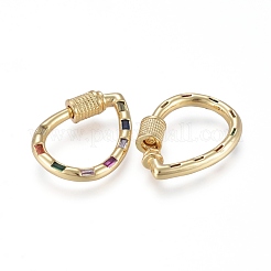 Brass Micro Pave Cubic Zirconia Screw Carabiner Lock Charms&nbsp;KK-K242-21G