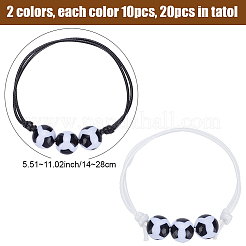 20Pcs 2 Colors Plastic Football Braided Bead Bracelet&nbsp;BJEW-SP0001-19