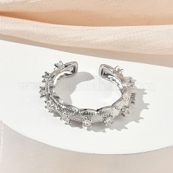 Brass Micro Pave Cubic Zirconia Cuff Open Rings&nbsp;RJEW-C163-12P