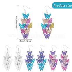 4 Pairs 4 Colors Brass Butterfly Dangle Earrings&nbsp;EJEW-AN0003-80