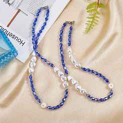 3Pcs Natural Shell & Plastic Pearl Flower & Glass Beaded Necklaces and Stretch Bracelet Set&nbsp;SJEW-SW00010-03