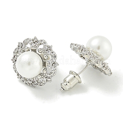 Brass Micro Pave Clear Cubic Zirconia Stud Earrings&nbsp;EJEW-H014-05P